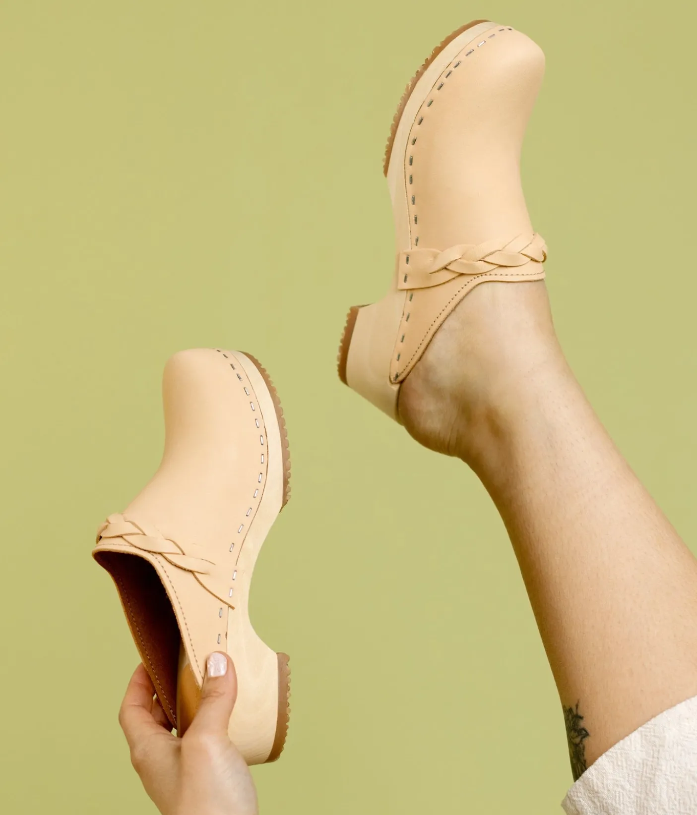 Brussels braided clog mule