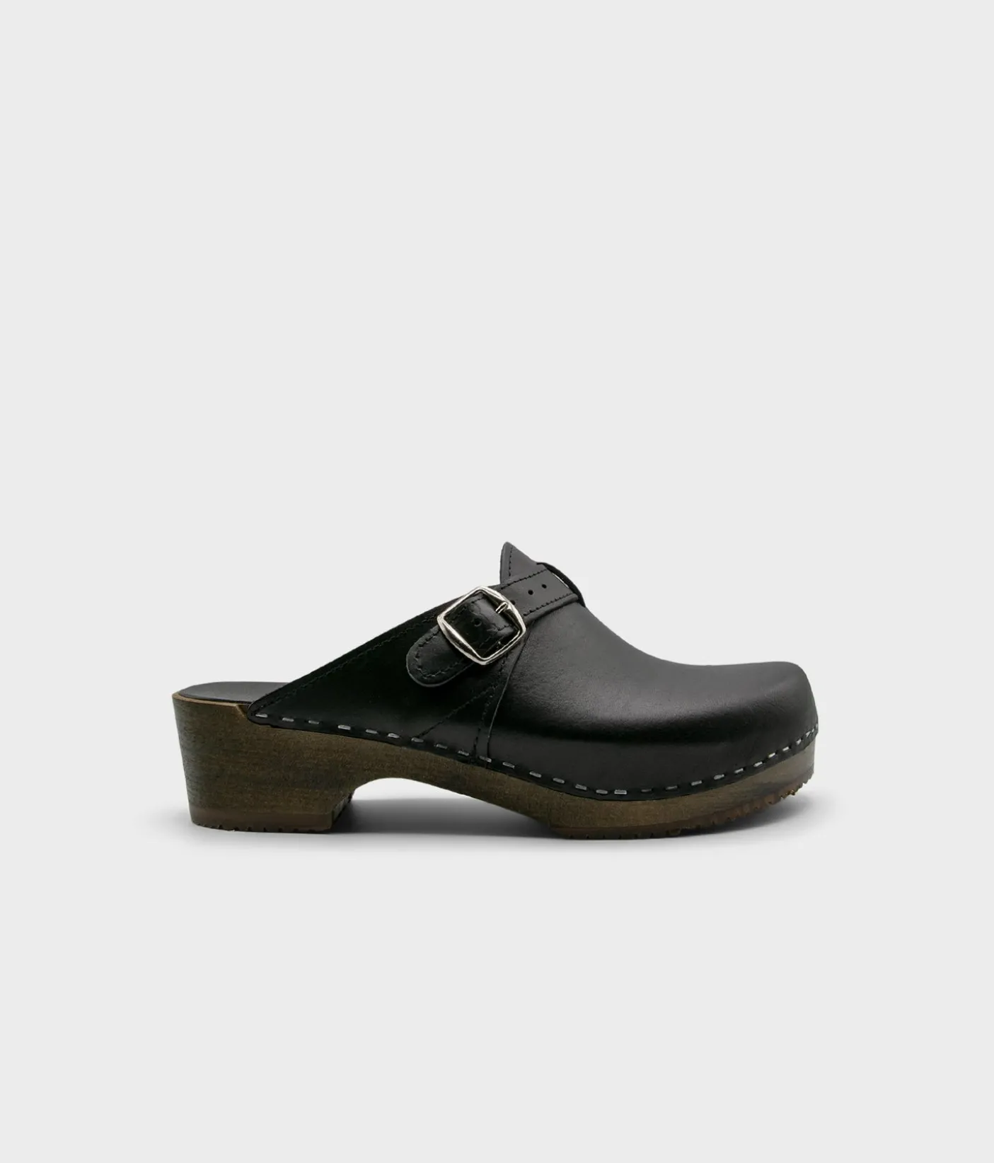 Halmstad buckled clog mules