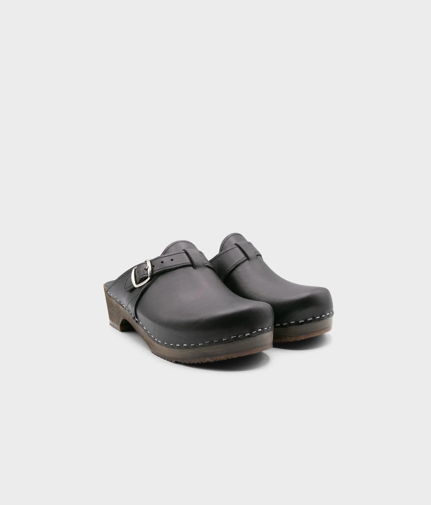 Halmstad buckled clog mules
