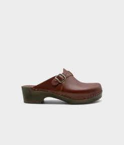 Halmstad buckled clog mules