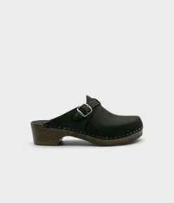Halmstad buckled clog mules