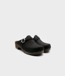 Halmstad buckled clog mules