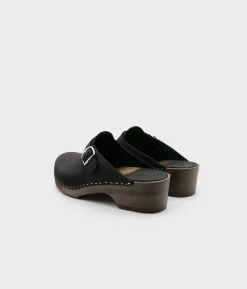 Halmstad buckled clog mules