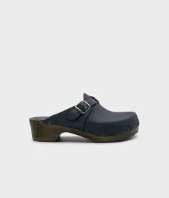 Halmstad buckled clog mules